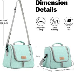 img 3 attached to Buringer HOMESPON Insulated Lunch Bag Fashionable Cooler Tote Reusable Lunch Box Container With Shoulder Strap For Work Picnic Or Travel (Geometry Green)