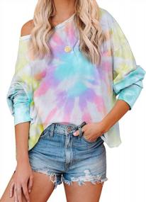 img 4 attached to Trendy Tie-Dye: Womens Oversized Crewneck Sweatshirt For Casual Fashion