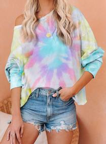 img 3 attached to Trendy Tie-Dye: Womens Oversized Crewneck Sweatshirt For Casual Fashion