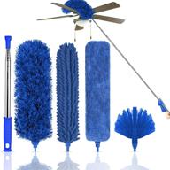 efficient 5pcs microfiber feather duster set with long pole - ideal for high ceiling fan, blinds, furniture & cars logo