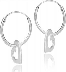 img 3 attached to AeraVida'S Sterling Silver Love Heart Hoop Dangle Earrings - Perfect For Romance And Elegance