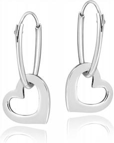 img 4 attached to AeraVida'S Sterling Silver Love Heart Hoop Dangle Earrings - Perfect For Romance And Elegance