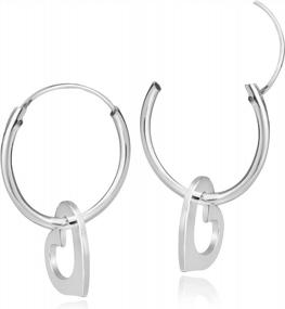 img 2 attached to AeraVida'S Sterling Silver Love Heart Hoop Dangle Earrings - Perfect For Romance And Elegance