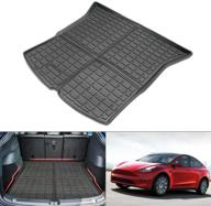 🚗 tesla model y cargo liner: black heavy duty rubber rear trunk mat for 2020-2022 - waterproof and protective! logo