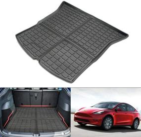 img 4 attached to 🚗 Tesla Model Y Cargo Liner: Black Heavy Duty Rubber Rear Trunk Mat for 2020-2022 - Waterproof and Protective!