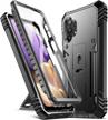 samsung galaxy a32 5g poetic revolution series case - full-body rugged dual-layer shockproof protective cover with kickstand, built-in screen protector and black color logo