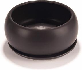 img 4 attached to 6.5" BambooMN Ceramic Succulent Pot With Tray - Round Bowl - Black