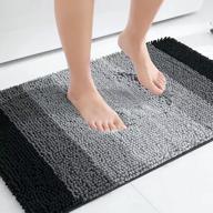 luxury chenille bathroom rug mat by olanly - extra soft, thick & absorbent, non-slip machine washable plush mats for tub and shower (16x24 black) logo