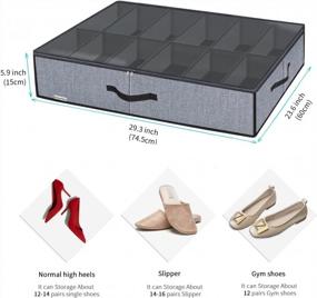 img 3 attached to Onlyeasy Large Under Bed Shoe Organizer (12 Pairs X 2) - Underbed Shoes Closet Storage Solution With Metal Zipper And 2 Handles, Breathable, 29.3"X23.6"X5.9", Linen-Like Grey, MXDUBSB2P