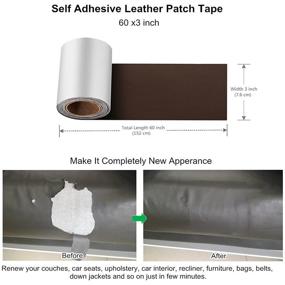 img 2 attached to 🛋️ ILOFRI Leather Repair Tape 3x60 inch, Long-lasting Self Adhesive Vinyl and Leather Repair Patches for Couch, Furniture, Car Seats, Auto Interior, Upholstery, Bonded Leather - Dark Brown No.2