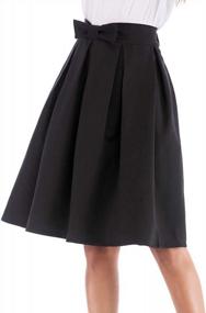 img 2 attached to Женская плиссированная винтажная юбка трапециевидной формы с высокой талией и галстуком-бабочкой