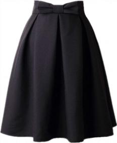 img 4 attached to Женская плиссированная винтажная юбка трапециевидной формы с высокой талией и галстуком-бабочкой