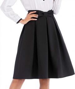 img 1 attached to Women’S A Line Pleated Vintage Skirt High Waist Midi Skater With Bow Tie