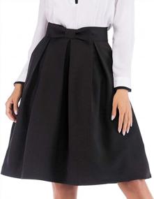 img 3 attached to Женская плиссированная винтажная юбка трапециевидной формы с высокой талией и галстуком-бабочкой