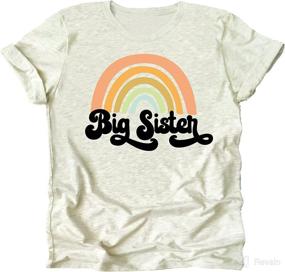 img 2 attached to Adorable Retro Rainbow Big Sister Sibling Reveal Announcement Shirt – Perfect for Baby and Toddler Girls Sibling Outfits!