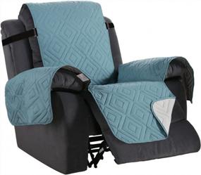 img 4 attached to Protect Your Recliner Chair With H.VERSAILTEX Reversible Quilted Furniture Cover - Water Resistant, Pet-Friendly, And Elastic Straps For Easy Fit - Stone Blue/Beige