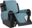 protect your recliner chair with h.versailtex reversible quilted furniture cover - water resistant, pet-friendly, and elastic straps for easy fit - stone blue/beige logo