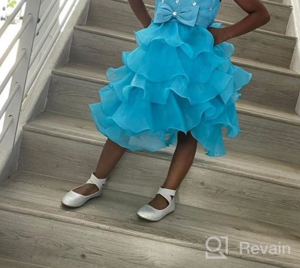 img 1 attached to 🌸 NNJXD Girls' Elegant Tulle Bow Belt Princess Dress with Flower Print review by Marc Oner