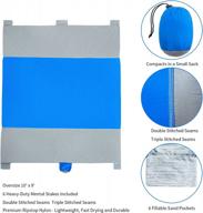 icorer 10 'x 9' большое пляжное одеяло - без песка, компактный коврик для улицы для 7 взрослых - синий логотип