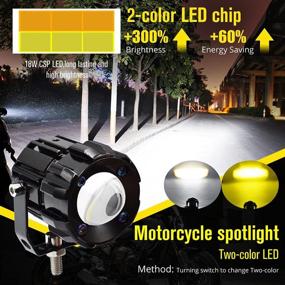 img 3 attached to 🚦 30W Dual-Color LED Fog Sport Lights for Cars ATV UTV Bike Motorcycle, Waterproof, 2-Pack (DC8-80V) - High Beam: White 6000K, Low Beam: Amber 3000K