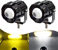 🚦 30w dual-color led fog sport lights for cars atv utv bike motorcycle, waterproof, 2-pack (dc8-80v) - high beam: white 6000k, low beam: amber 3000k логотип