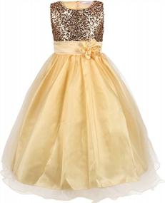 img 4 attached to Stylish Sequined Mesh Flower Little Girls Tulle Dress For Prom & Party By JerrisApparel