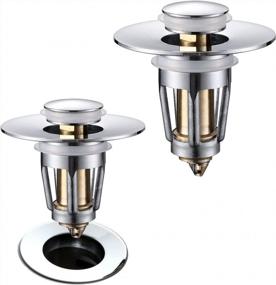 img 4 attached to Brass Pop Up Drain Stopper With Basket - Set Of 2 For 1.08" - 1.4" Bathroom And Kitchen Sinks - Anti Clogging Bounce Core Push Type Drain Filter - Chrome Finish