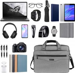 img 1 attached to Zokaliy Laptop Bag 15.6 inch: Expandable Mens Briefcase | Water Resistant Shoulder Messenger Bag for MacBook Acer HP Dell - Black