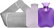 3-pack hot water bottle with plush waist cover for pain relief - jeopace (grey) logo
