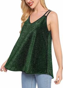 img 1 attached to Sparkle & Shine: Women'S Green Metallic Tank Top, Sleeveless Glitter Camisole By SATINIOR - Size S
