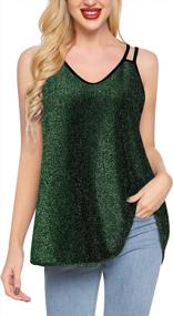 img 4 attached to Sparkle & Shine: Women'S Green Metallic Tank Top, Sleeveless Glitter Camisole By SATINIOR - Size S