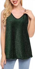 img 3 attached to Sparkle & Shine: Women'S Green Metallic Tank Top, Sleeveless Glitter Camisole By SATINIOR - Size S