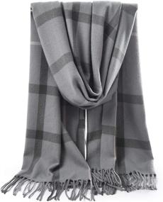 img 1 attached to LERDU Fashion Lattice Pashmina Oversized Women's Accessories via Scarves & Wraps