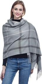 img 3 attached to LERDU Fashion Lattice Pashmina Oversized Women's Accessories via Scarves & Wraps