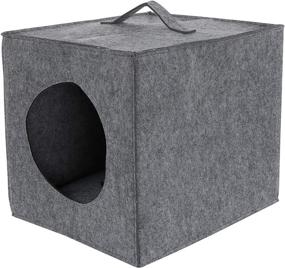 img 2 attached to 🐱 MiMu Cozy Cat Bed Cave - Large Hideout with Felt Cube Insert & Comfy Pillow