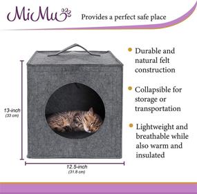 img 1 attached to 🐱 MiMu Cozy Cat Bed Cave - Large Hideout with Felt Cube Insert & Comfy Pillow