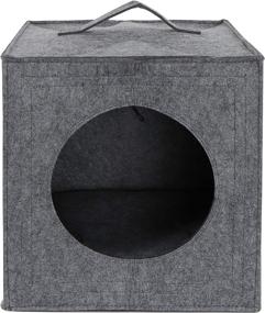 img 3 attached to 🐱 MiMu Cozy Cat Bed Cave - Large Hideout with Felt Cube Insert & Comfy Pillow