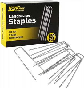 img 4 attached to Secure Your Garden With HongWay 120 Pack Landscape Staples: Galvanized 6 Inch 11 Gauge Stakes For Sod, Irrigation, And Landscaping
