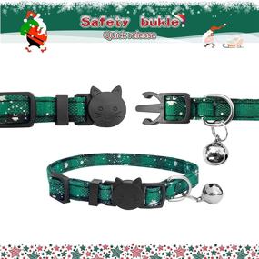 img 1 attached to 🎅 Christmas Cat Collar - Breakaway with Bow Tie, Bell, and Snowflake Print - Bandana Kitten Collar - Adjustable Length (7.8”-10.9”) - Suitable for Xmas Party