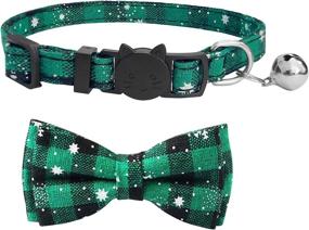 img 4 attached to 🎅 Christmas Cat Collar - Breakaway with Bow Tie, Bell, and Snowflake Print - Bandana Kitten Collar - Adjustable Length (7.8”-10.9”) - Suitable for Xmas Party