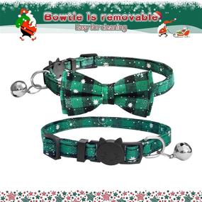 img 2 attached to 🎅 Christmas Cat Collar - Breakaway with Bow Tie, Bell, and Snowflake Print - Bandana Kitten Collar - Adjustable Length (7.8”-10.9”) - Suitable for Xmas Party