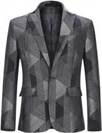 men's fashion slim fit casual print one button suit jacket blazer logo