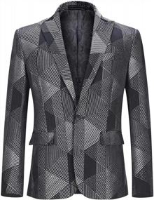 img 4 attached to Men'S Fashion Slim Fit Casual Print One Button Suit Jacket Blazer
