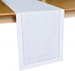handmade white linen table runner - 16x162 inches long, minghing hemstitch - machine washable logo