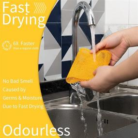 img 2 attached to 🧽 12Pcs Dish Wash Net: Innovative Mesh Cloth for Non-Scratch Washing, Odor Free & Quick Dry Dish Rags – Yellow/Pink/Gray