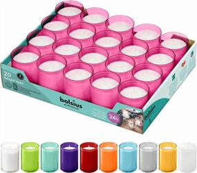 img 4 attached to BOLSIUS Votive Candles - 20 свечей для вечеринок в розовых небьющихся пластиковых стаканчиках - 24 часа - европейское качество высшего качества - гладкие и бездымные свечи для повторного зажигания без запаха