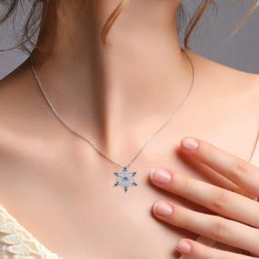 img 3 attached to Women'S 925 Sterling Silver Snowflake Pendant Necklace With Blue Crystals - Elegant Fashion Jewelry For Collarbone Chain