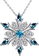women's 925 sterling silver snowflake pendant necklace with blue crystals - elegant fashion jewelry for collarbone chain логотип