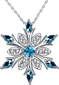 img 4 attached to Women'S 925 Sterling Silver Snowflake Pendant Necklace With Blue Crystals - Elegant Fashion Jewelry For Collarbone Chain