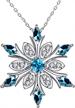 women's 925 sterling silver snowflake pendant necklace with blue crystals - elegant fashion jewelry for collarbone chain logo